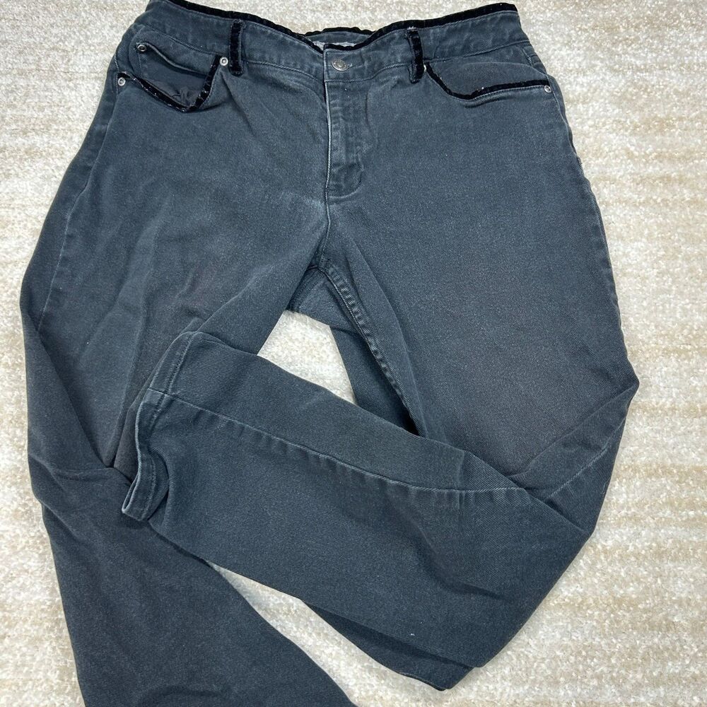 Liz Claiborne Pants Womens 14 Straight Leg Black Cotton Stretch Casual